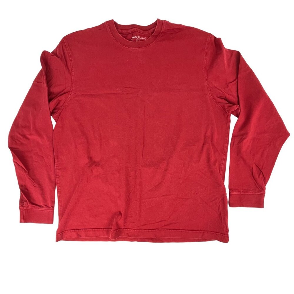 Eddie Bauer Men's Long-Sleeve T-Shirt Top Crew-Neck Red Sz. L